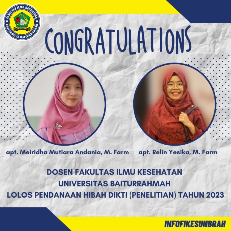2 Orang Dosen Program Studi Farmasi Klinis Lolos Hibah Dikti Tahun 2023