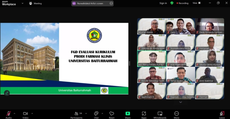 Focus Group Discussion (FGD) Evaluasi Kurikulum Program Studi Farmasi Klinis Fakultas Ilmu Kesehatan Universitas Baiturrahmah